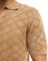 Фото #2 товара Brave Soul textured knit trophy neck polo in tan