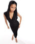 Фото #4 товара Naked Wardrobe ruched bodycon midi dress with hood in black