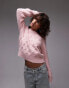 Topshop knitted cable stitch jumper in light pink