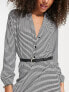 ASOS DESIGN long sleeve shirt midi dress with belt in mono check