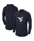 Фото #2 товара Men's Navy West Virginia Mountaineers Campus Tri-Blend Performance Long Sleeve Hooded T-shirt