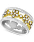 Floral Crystal Openwork Band Ring in Two-Tone Plate