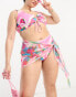 Фото #1 товара ASOS DESIGN Curve mesh beach sarong in pink abstract smudge print