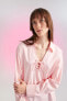 Фото #11 товара Oversize Fit Yakası Bağcık Detaylı Uzun Kollu Gömlek %100 Pamuk Bluz