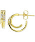 ფოტო #1 პროდუქტის Cubic Zirconia Small Double Hoop Earrings in 14k Gold-Plated Sterling Silver, 0.56"