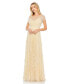 Фото #1 товара Women's Embellished Illusion Cap Sleeve Gown