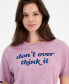 ფოტო #3 პროდუქტის Juniors' Don't Overthink It Graphic T-Shirt