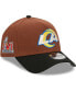 Фото #1 товара Men's Brown, Black Los Angeles Rams Harvest A-Frame Super Bowl LVI 9FORTY Adjustable Hat