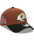 Men's Brown, Black Los Angeles Rams Harvest A-Frame Super Bowl LVI 9FORTY Adjustable Hat