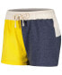 ფოტო #2 პროდუქტის Women's Cream Distressed Michigan Wolverines Colorblock Tri-Blend Long Sleeve V-Neck T-shirt and Shorts Sleep Set