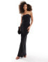 Фото #3 товара ASOS DESIGN satin bandeau bias maxi dress with tie back in black