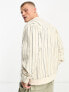 ASOS DESIGN oversized linen look summer bomber jacket with navy stripe