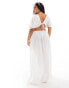 Фото #4 товара ASOS DESIGN Curve puff sleeve cut out maxi beach dress with ring detail in white