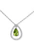 ფოტო #1 პროდუქტის Peridot (5/8 ct. t.w.) & Diamond (1/8 ct. t.w.) Orbital Teardrop 18" Pendant Necklace in 14k White Gold