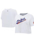 Women's White New York Islanders Boxy Script Tail Cropped T-shirt