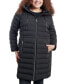 Women's Plus Size Anorak Hooded Faux-Leather-Trim Down Packable Puffer Coat, Created for Macy's