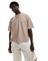 ASOS DESIGN relaxed high neck textured t-shirt in taupe slub Kopfsteinpflaster, M - Chest 40 - фото #3