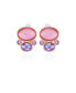 Gold-Tone Lilac Violet and Pink Glass Stone Clip-On Stud Earrings