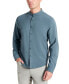 ფოტო #1 პროდუქტის Men's Slim-Fit Performance Stretch Textured Band-Collar Button-Down Shirt