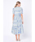 ფოტო #3 პროდუქტის Women's Geometric Print Tiered Midi Dress