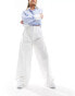 Stradivarius tailored cotton super wide leg trousers in white