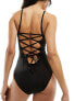 Фото #5 товара Monki tie back swimsuit in black