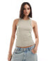 Фото #1 товара ONLY ribbed tank top in sage shimmer