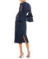 Фото #3 товара Women's Fully Sequined Ruffle Tiered 3/4 Sleeve Midi Dress