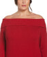 Фото #3 товара Plus Size Off-The-Shoulder Long Sleeve Sweater Dress