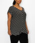 Фото #2 товара Plus Size Pointelle Stripe Mitered Twist Front Top