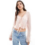 Фото #1 товара Bershka sheer frill detail top in pale pink