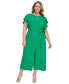 ფოტო #1 პროდუქტის Women's Scuba Crepe Flutter-Sleeve Jumpsuit