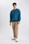 Oversize Fit Bisiklet Yaka Basic Sweatshirt T5139az24sp