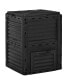 Garden Compost Bin 80 Gallon Outdoor Large Capacity Composter Fast Create Fertile Soil Aerating Box, Easy Assembly, Black