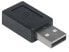 Фото #5 товара Manhattan USB-C to USB-A Adapter - Female to Male - 480 Mbps (USB 2.0) - Hi-Speed USB - Black - Lifetime Warranty - Polybag - USB A - USB C - Black