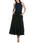 Фото #1 товара Stateside Mixed Media High-Neck Linen-Blend Maxi Dress Women's