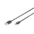 USB A to USB-C Cable Digitus by Assmann AK-300148-040-S Black