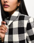 Helene Berman cropped button through jacket in black and white check