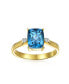 ფოტო #3 პროდუქტის 3.17CT Genuine Gemstone Birthstones Zircon Accent London Blue Topaz Emerald Cut Cocktail Engagement Ring Yellow 14K Gold Plated .925 Sterling Silver