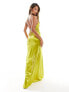 ASOS DESIGN strappy maxi dress with contrast corsage in chartreuse