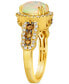 ფოტო #4 პროდუქტის Neopolitan Opal (1 ct. t.w.) & Diamond (3/4 ct. t.w.) Pear Halo Ring in 14k Gold