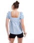 Фото #4 товара ASOS DESIGN denim babydoll top in mid blue