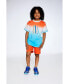 ფოტო #3 პროდუქტის Boy Organic Cotton T-Shirt With Gradient Blue And Orange Print - Toddler|Child