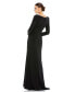 Фото #3 товара Women's Beaded Cuff Long Sleeve Wrap Over Trumpet Gown