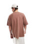 Фото #4 товара ASOS DESIGN relaxed t-shirt with v-neck and front pocket in brown