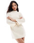 Фото #3 товара Closet London long sleeve high neck mini dress in cream