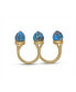 ფოტო #1 პროდუქტის Sea Breeze Design Gold Plated Silver Turquoise Gemstone Multifinger Open Ring