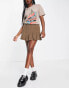 ASOS DESIGN pleated cord mini skirt in biscuit US 12 - фото #8