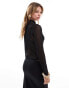 Фото #4 товара Brave Soul long sleeve sheer mesh top in black