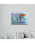 Michael Tompsett Childrens World Map Floating Brushed Aluminum Art - 22" x 25"